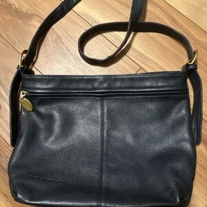 Stone Mountain Black Leather Shoulder Bag